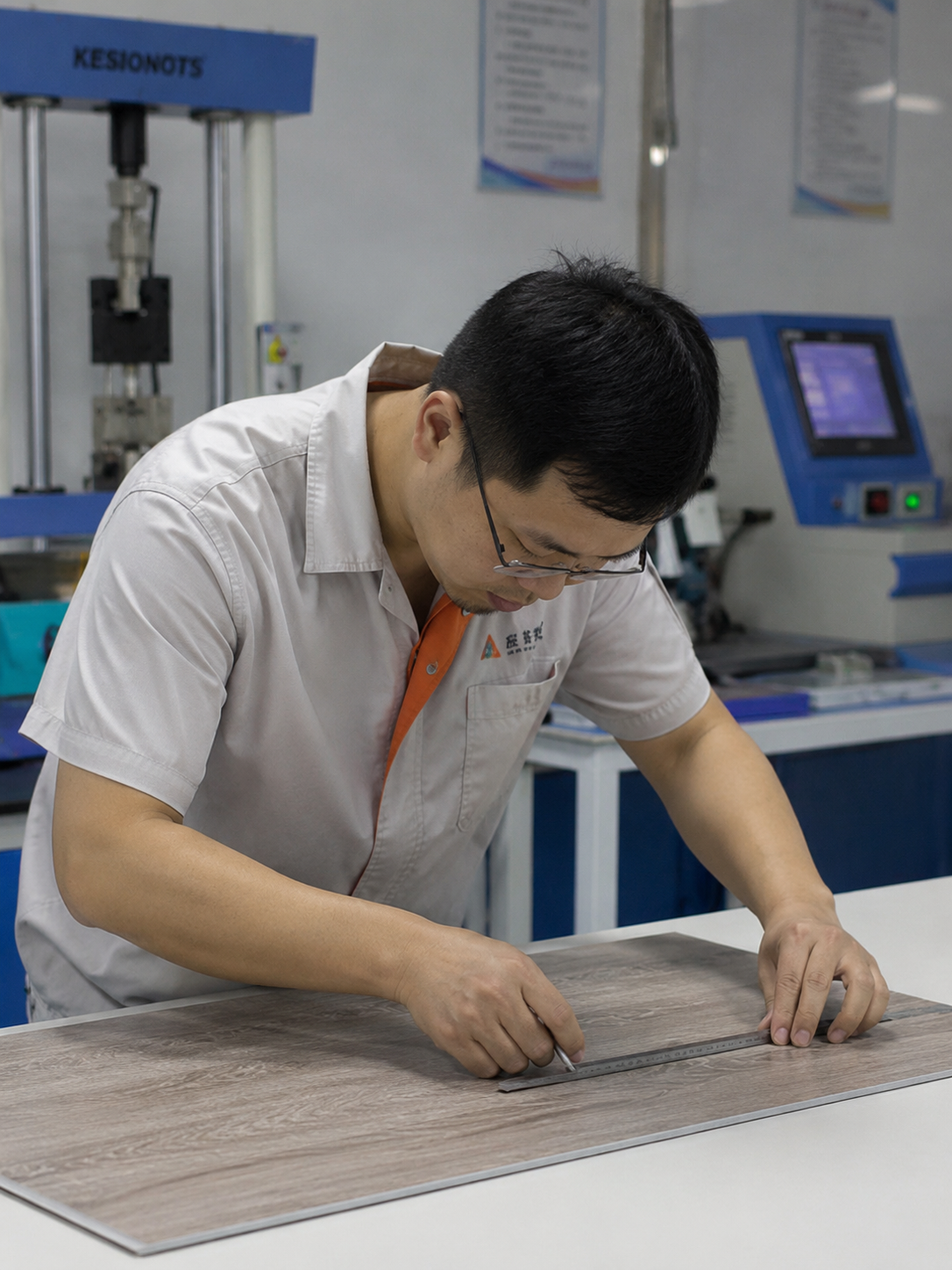 Flooring planks under visual inspection