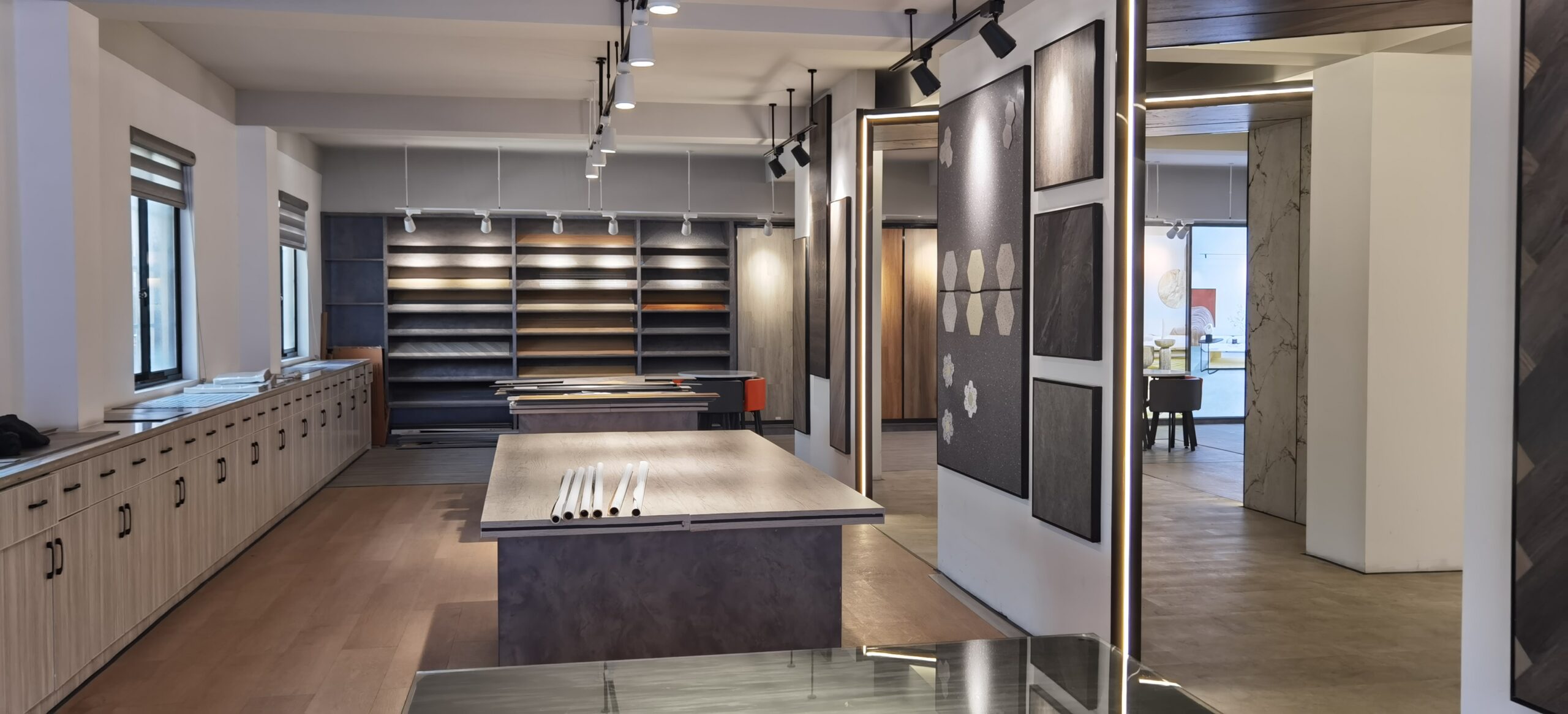 Flooring sample wall for project selection